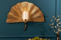 Wandkerzenhalter Gold B: 43 cm Metall Glas Handarbeit