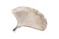 Schale Metall in Silber L: 28 cm Ginko Handarbeit Asiatisch