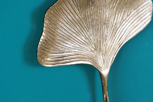 Garderobenhaken Metall Handarbeit in Gold Ginko Design