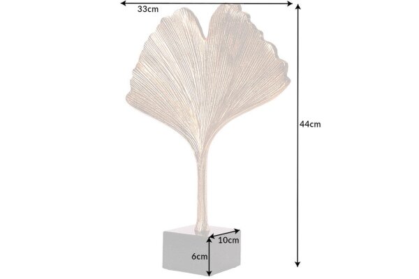 Dekostatue Metall Asiatisch 34cm Gold Ginko Design Handarbeit