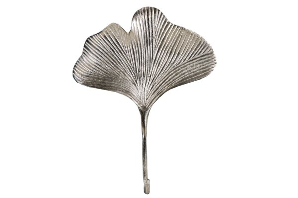 Wandgarderobe Metall Handarbeit in Silber Ginko Design