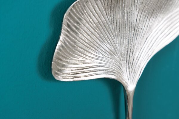 Wandgarderobe Metall Handarbeit in Silber Ginko Design