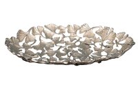 Dekoschale in Silber aus Metall 50 cm lang Ginko Design