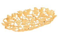 Dekoschale Gold Handarbeit 40 cm lang Ginko Design Metall
