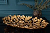 Dekoschale Gold Handarbeit 40 cm lang Ginko Design Metall