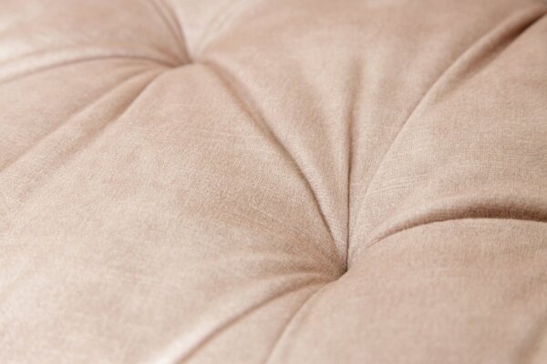 Barstuhl Chesterfield aus Samt Metall in Creme Beige Schwarz