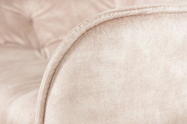 Barstuhl Chesterfield aus Samt Metall in Creme Beige Schwarz
