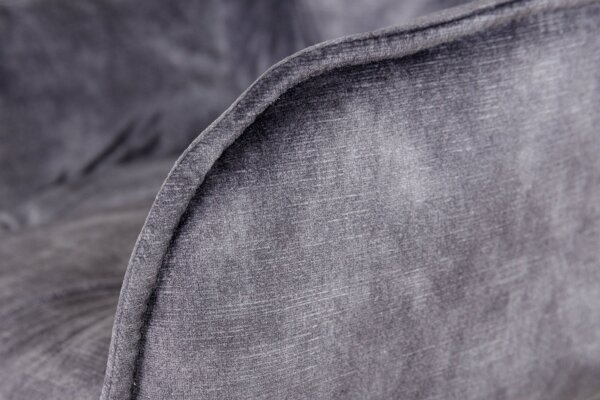 Tresenstuhl Chesterfield aus Samt Metall in Grau Schwarz