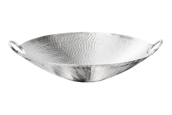 Dekoschale Hammerschlag in Silber Ø 50 cm Handarbeit