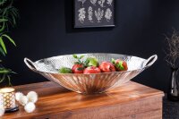 Dekoschale Hammerschlag in Silber Ø 50 cm Handarbeit