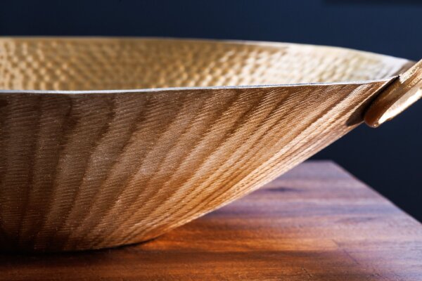 Deko Schale rund Ø 50 cm Hammerschlag in Gold Handarbeit