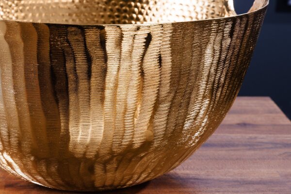 Dekoschale rund Ø 25 cm Hammerschlag in Gold Handarbeit