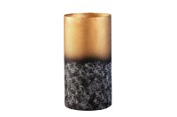 Dekovase Metall H: 31cm Hammerschlag in Gold Patina