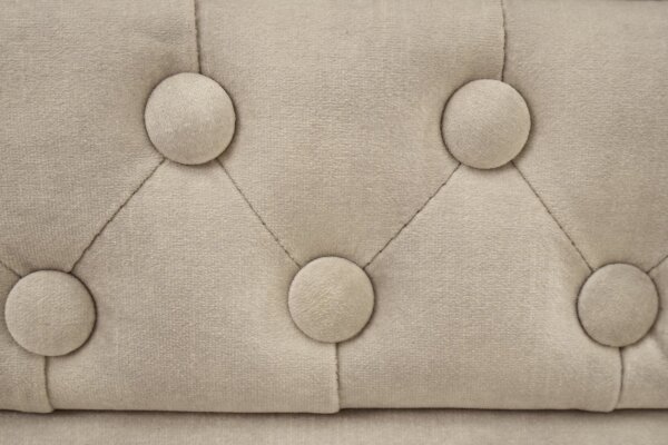 Sessel Samt Holz in Creme Beige Braun B: 110 cm Chesterfield