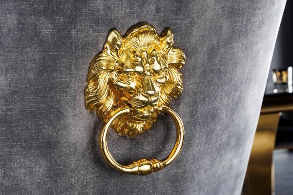 Esszimmerstuhl Grau Gold Chesterfield Barock Samtbezug