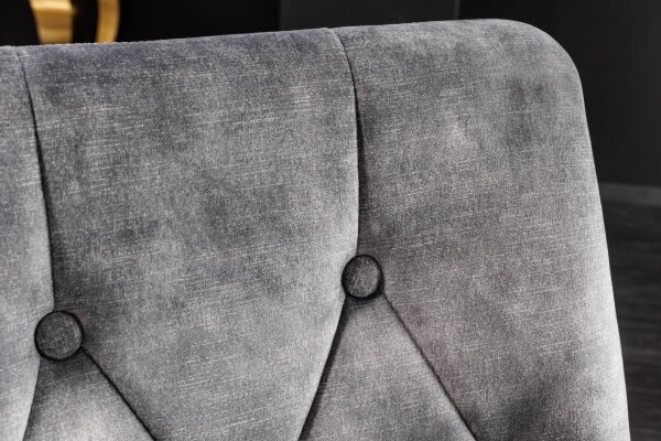 Esszimmerstuhl Grau Gold Chesterfield Barock Samtbezug