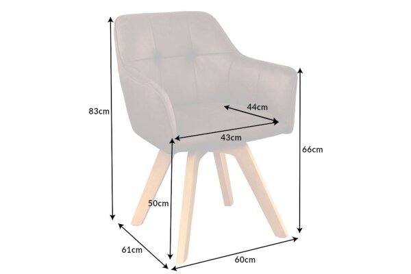 Drehstuhl Braun Natur aus Stoff Holz ohne Rollen mit Armlehne