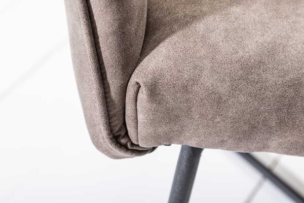 Esszimmerstuhl Samt Metall in Taupe Schwarz mit Armlehne
