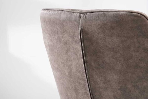 Esszimmerstuhl Samt Metall in Taupe Schwarz mit Armlehne