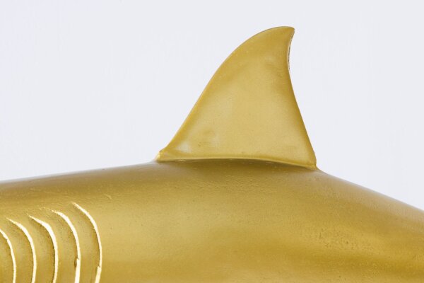 Dekostatue Metall Hai Fisch in Gold 103 cm lang Handarbeit