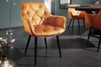 Armlehnstuhl Chesterfield in Gelb Schwarz aus Samt Metall