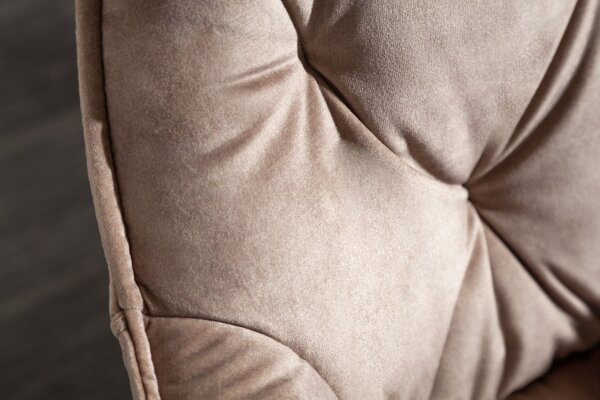 Armlehnstuhl Chesterfield Samt Metall in Beige Schwarz