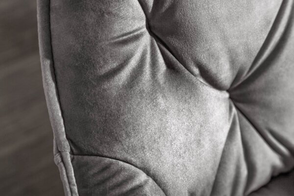Esszimmerstuhl Samt Metall in Grün-Grau Schwarz Chesterfield