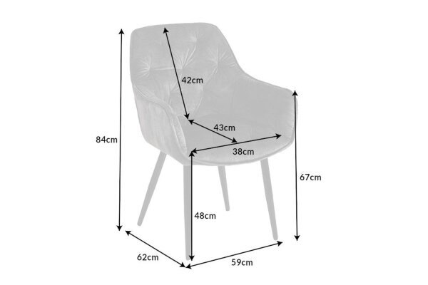 Esszimmerstuhl Samt Metall in Grün-Grau Schwarz Chesterfield