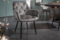 Esszimmerstuhl Samt Metall in Grün-Grau Schwarz...