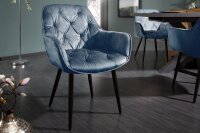 Esszimmerstuhl Samt Metall in Petrol Schwarz Chesterfield
