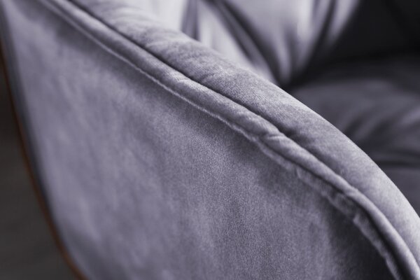 Esszimmerstuhl Grau Schwarz Samt Metall Chesterfield