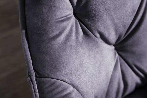 Esszimmerstuhl Grau Schwarz Samt Metall Chesterfield