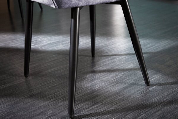 Esszimmerstuhl Grau Schwarz Samt Metall Chesterfield