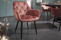 Esszimmerstuhl Samt Metall in Braun Schwarz Chesterfield