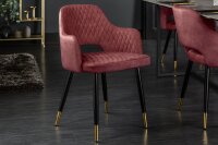 Esszimmerstuhl mit Armlehne Rot Schwarz Gold Retro Samt