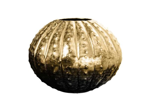 Vase Metall rund Ø 30 cm Hammerschlag in Gold Handarbeit
