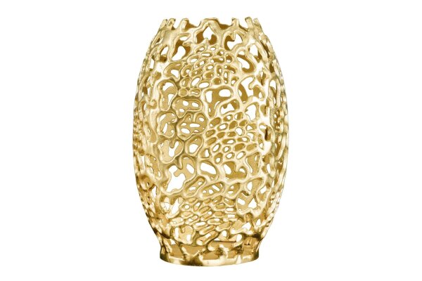 Deko Vase Metall in Gold H: 38 cm Handarbeit dekorativ PAULA