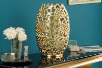 Deko Vase Metall in Gold H: 38 cm Handarbeit dekorativ PAULA