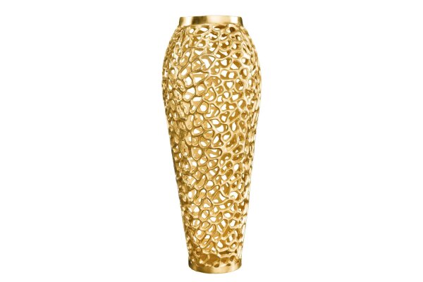 Dekovase Metall 64 cm hoch in Gold Handarbeit PAULA