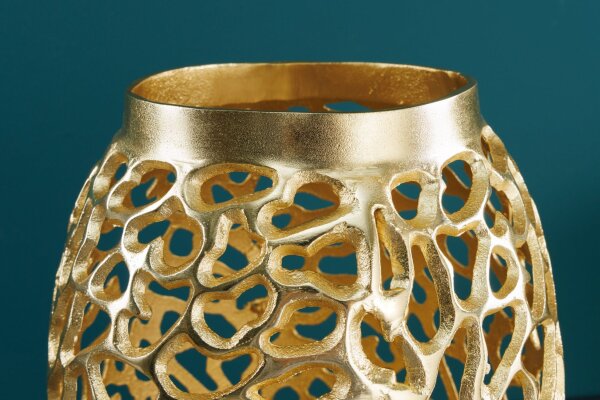 Dekovase Metall 64 cm hoch in Gold Handarbeit PAULA
