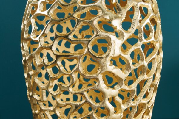 Dekovase Metall 64 cm hoch in Gold Handarbeit PAULA