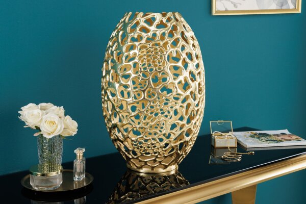 Deko Vase Metall H: 50 cm groß in Gold Handarbeit