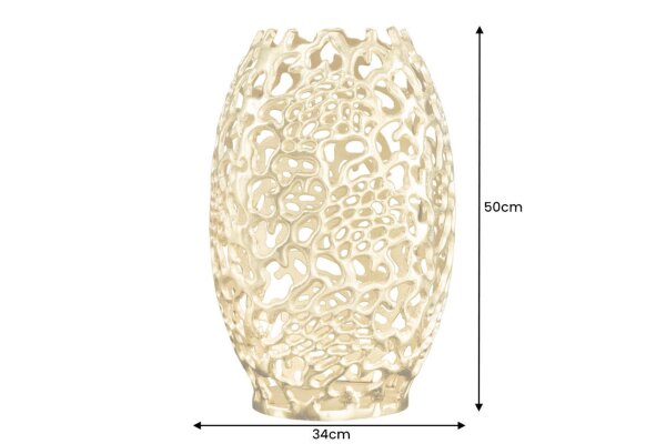 Deko Vase Metall H: 50 cm groß in Gold Handarbeit