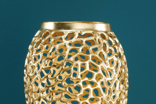 Dekovase groß 92 cm hoch Metall in Gold Handarbeit