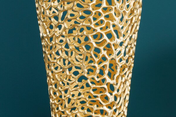 Dekovase groß 92 cm hoch Metall in Gold Handarbeit