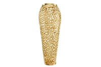 Dekovase groß 92 cm hoch Metall in Gold Handarbeit