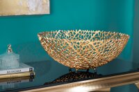 Deko Schale Metall Ø 46 cm Handarbeit in Gold PAULA