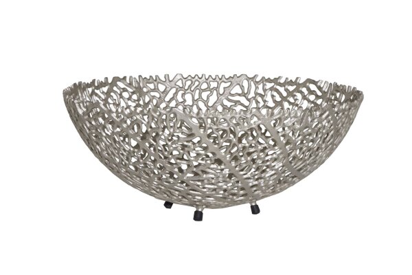 Dekoschale Metall rund Ø 46 cm Handarbeit in Silber