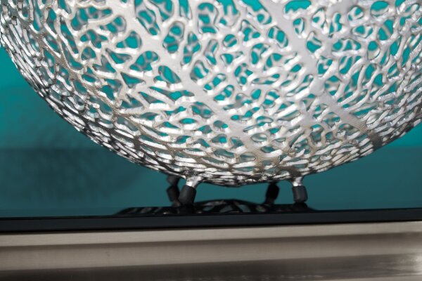 Dekoschale Metall rund Ø 46 cm Handarbeit in Silber