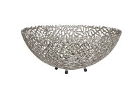 Dekoschale Metall rund Ø 46 cm Handarbeit in Silber
